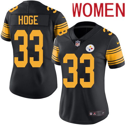 Women Pittsburgh Steelers #33 Merril Hoge Nike Black Vapor Limited Rush NFL Jersey